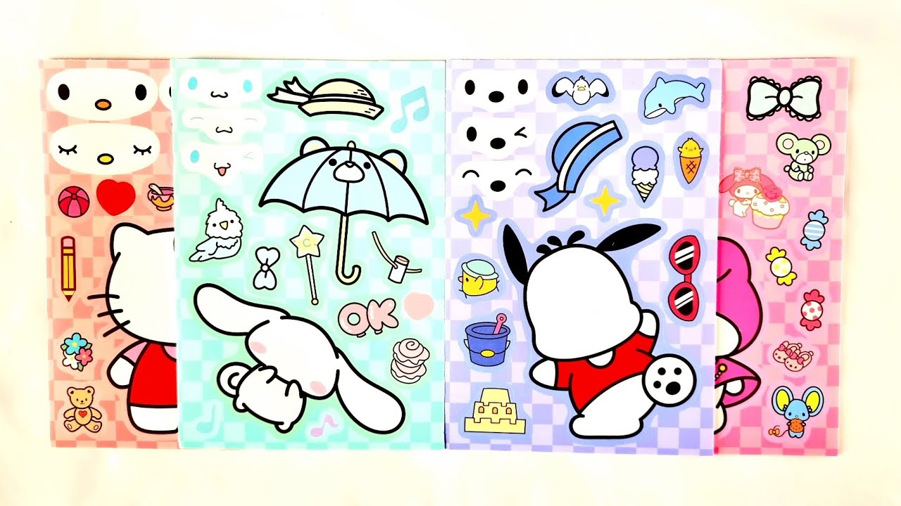 Sanrio Puzzle Face Changing Dress up Stickers DIY ASMR hello kitty cinnamoroll pochacco my melody