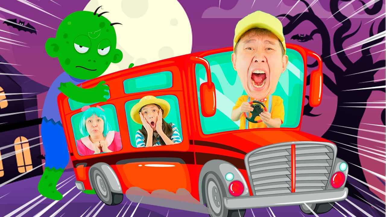 The Wheels on the Halloween Bus go Round and Round | Lights Kids Song
