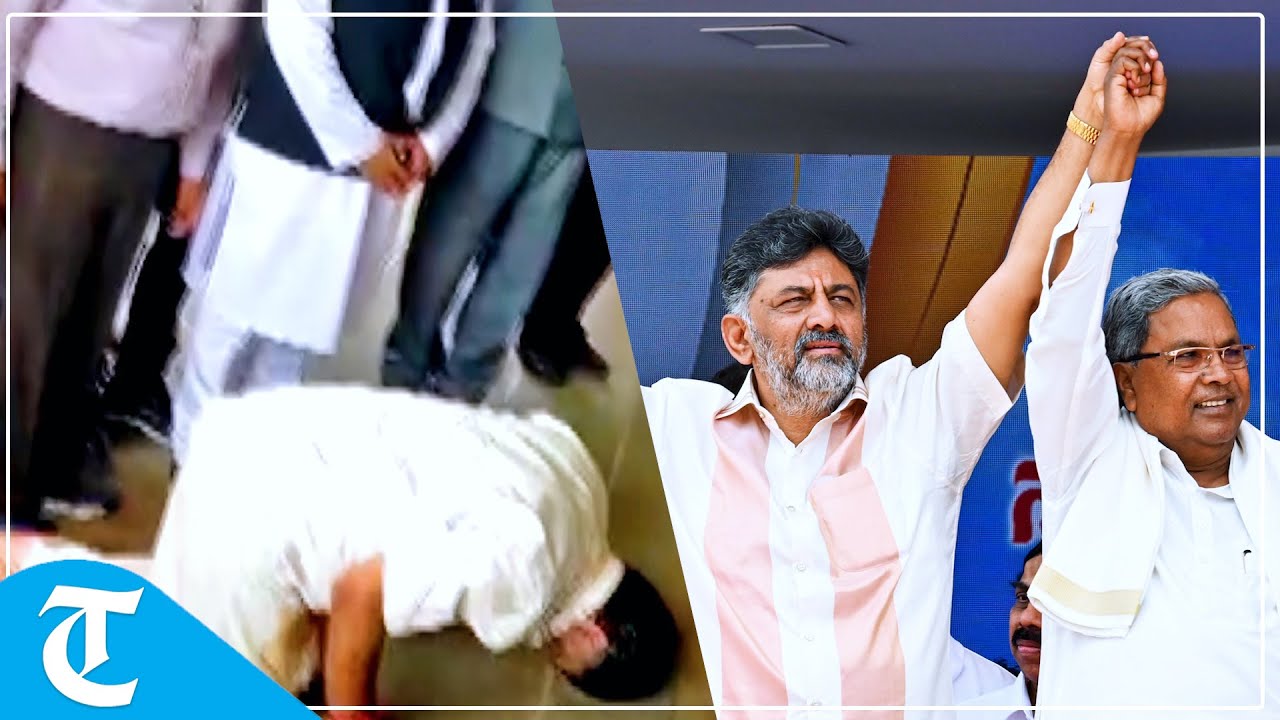 Karnataka Deputy CM DK Shivakumar kneels down, touches entrance of Vidhana Soudha with his head