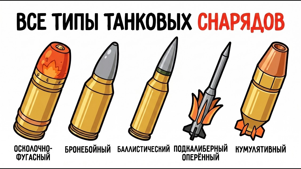 Все основные типы ТАНКОВЫХ снарядов: Объяснение