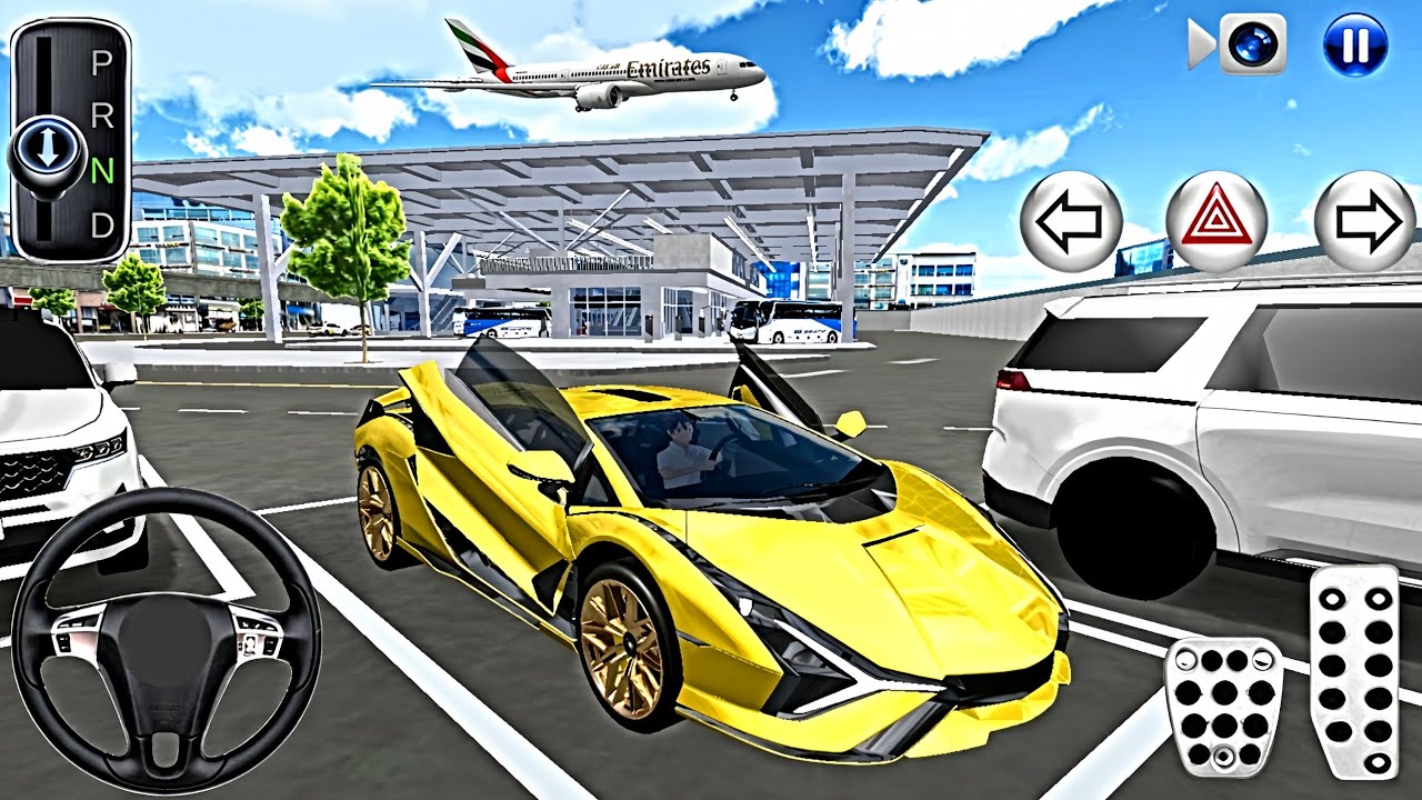 New Golden Lamborghini Car in Bus Terminal Parking -3D Driving Class Simulation Mobile Gameplay 2025