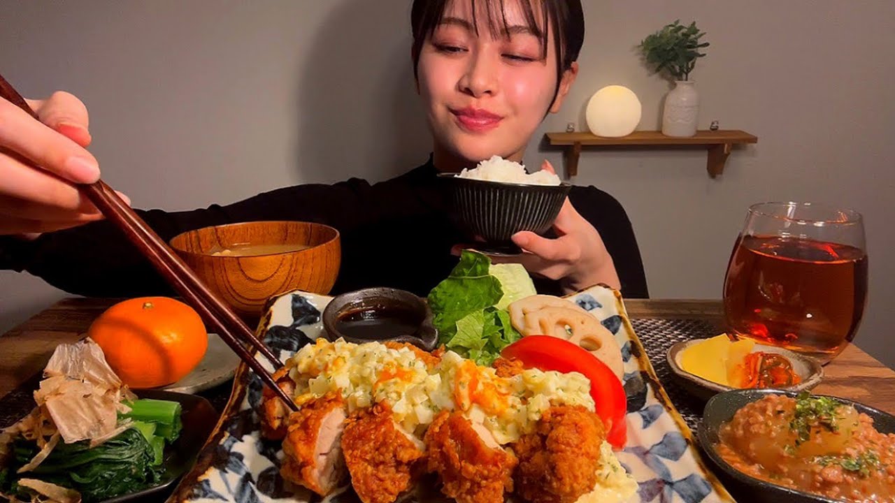 【ASMR】チキン南蛮定食[EatingSounds モッパン 咀嚼音 먹방]
