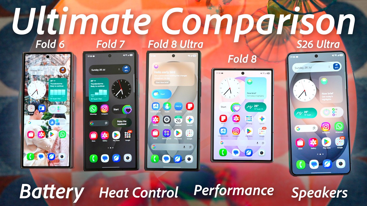 Battery Drain Test! Galaxy Z Fold8 vs Fold8 Ultra/7/6 vs Galaxy S26 Ultra: Heat Control, Performance