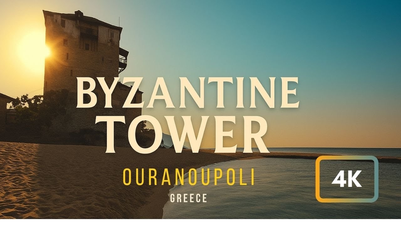 Утренняя прогулка в Ouranoupoli, Греция 🇬🇷 | Byzantine Tower и виды на море | 4K ASMR
