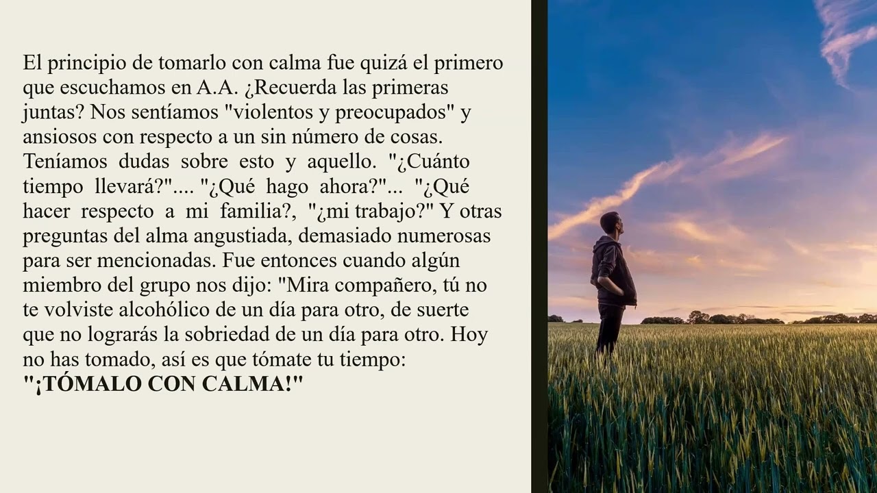 Tómalo Con Calma, Poco a Poco Se Va Lejos Libro Viviendo Sobrio (Sesión de Estudio)