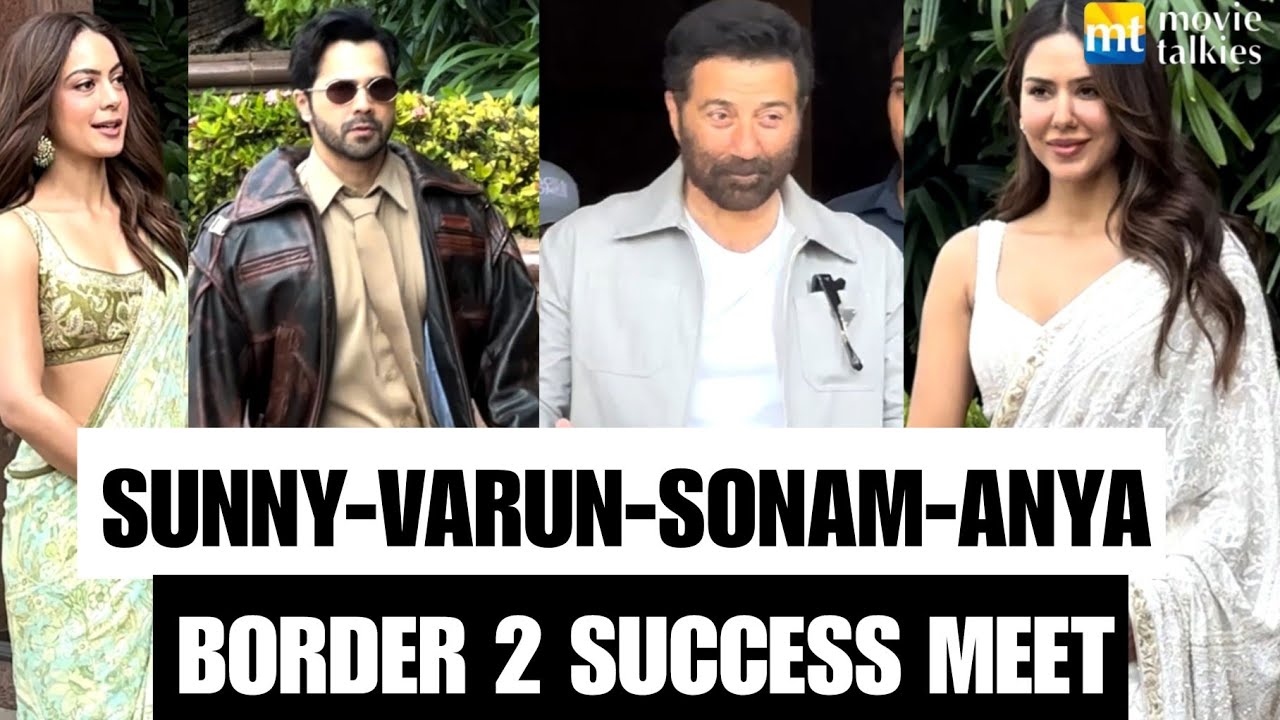 Sunny Deol, Varun Dhawan, Sonam Bajwa, Medha Rana, Anya Singh at Border 2 Success Meet
