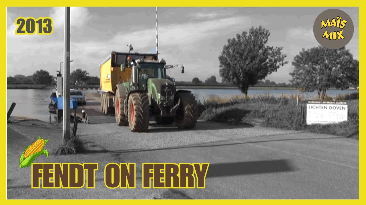 Maïs 2013 | Fendt 930 met Peecon Columbus 34/62 afschuifwagen op veerpont | Crystal | Claas 880