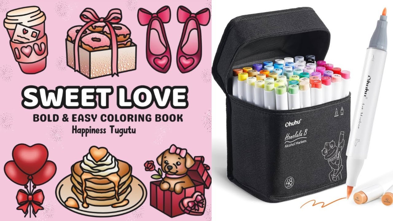 Sweet Love Coloring Book Vol 1 🧁 💝 | Flip Through | Color With Me | Satisfying ASMR 🍫❤️