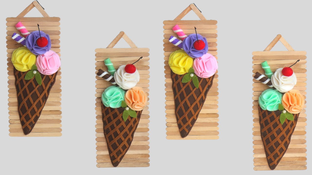 popsicle stick crafts ideas / hiasan dinding dari stik es krim dan kain flanel / kreasi kain flanel