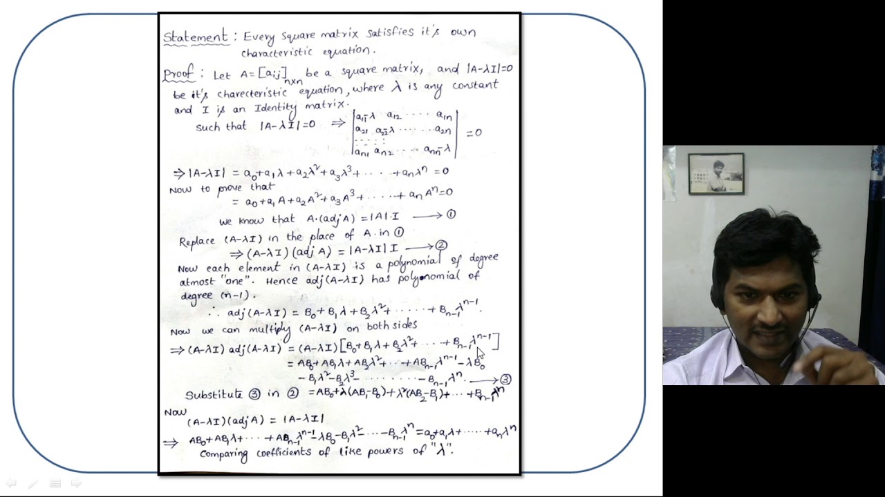 CAYLEY HAMILTON THEOREM