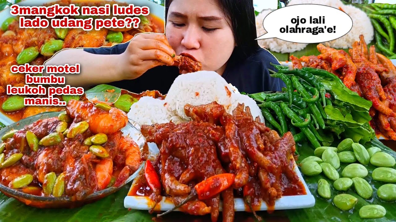 DIET MINGGAT ⁉️ CEKER PEDAS MANIS BALADO UDANG PETAI LALAPAN MENTAH SERBA HIJAU