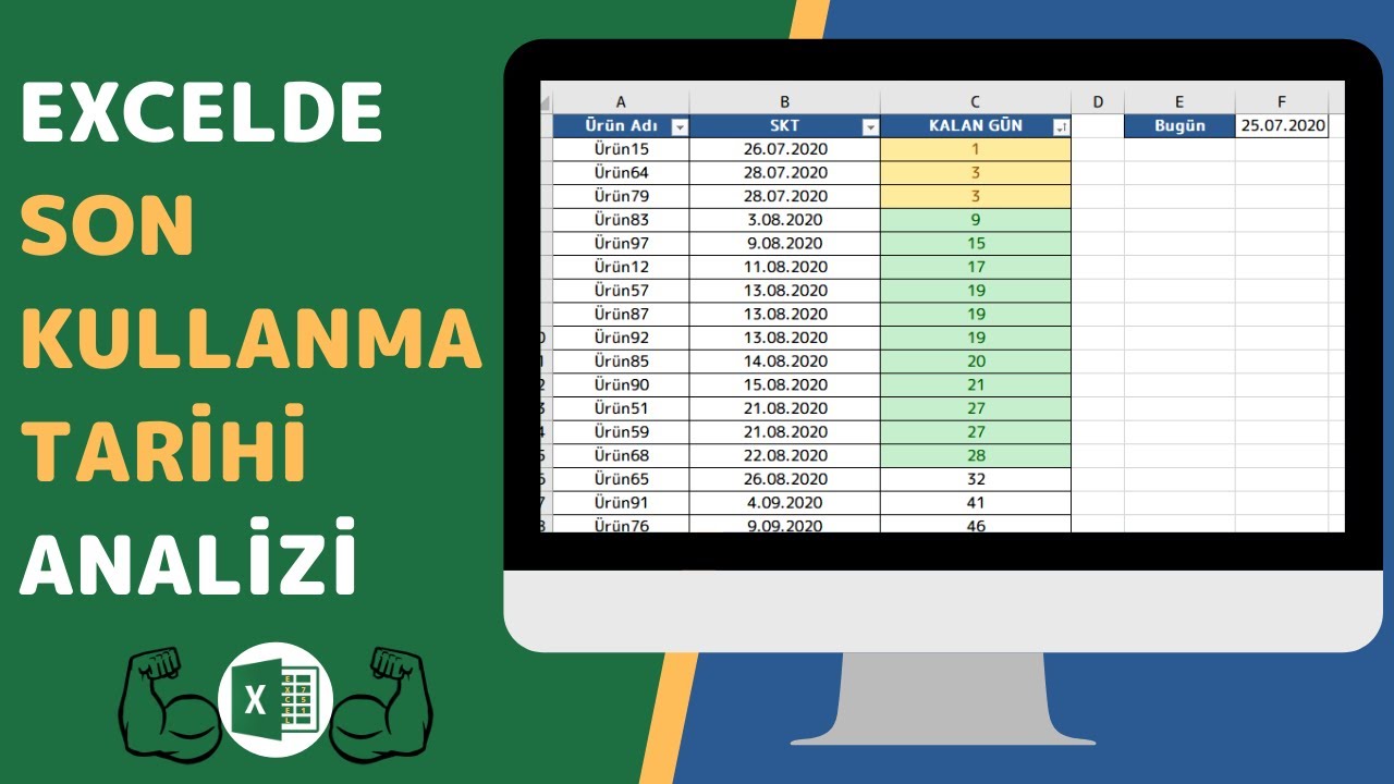 Excel'de Son Kullanma Tarihine Kaç Gün Kaldığını Bulmak - (Dinamik Güncellenen Gün Sayısı)