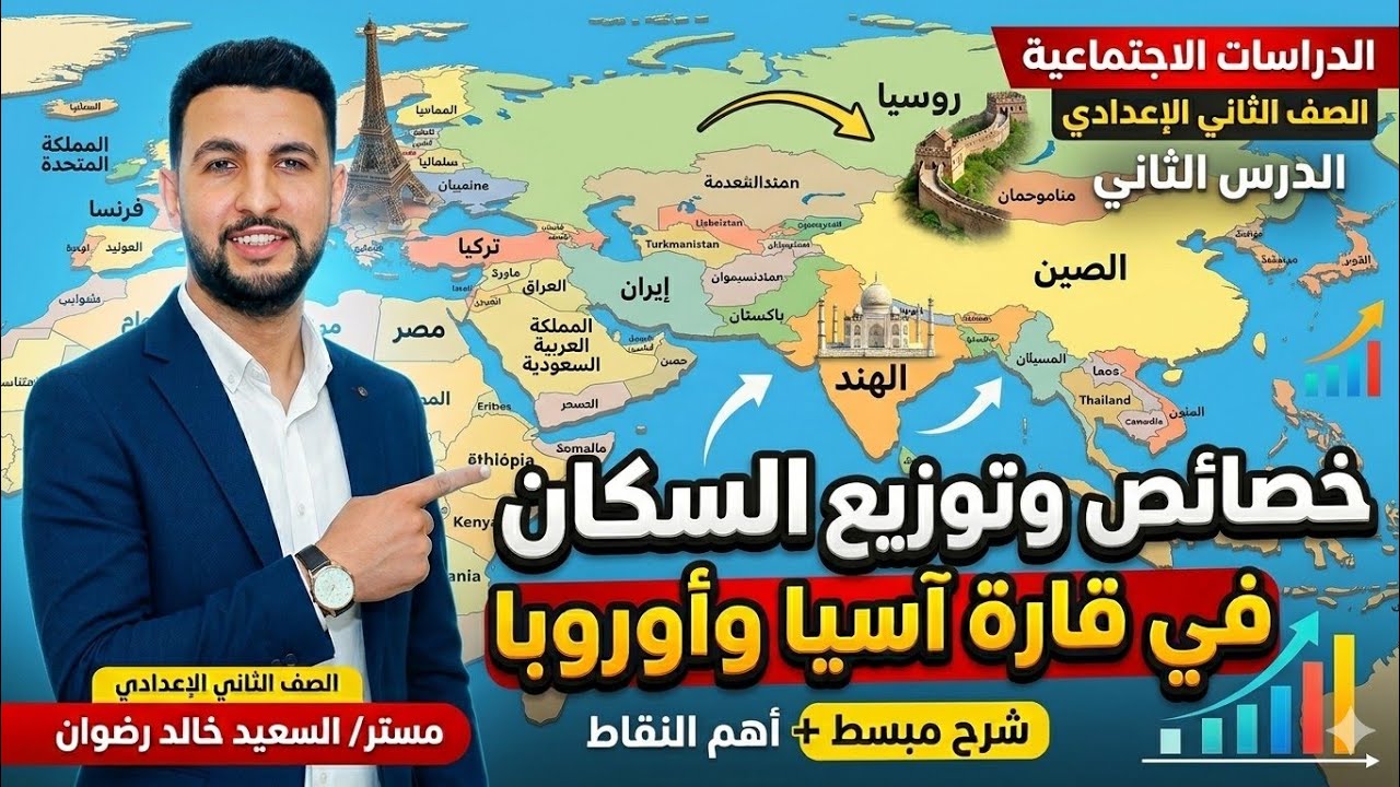 هتفهم وتحفظ افضل شرح لدرس خصائص السكان في قارة آسيا وأوروبا للصف الثاني الإعدادي٢٠٢٦#درسات#اجتماعيه