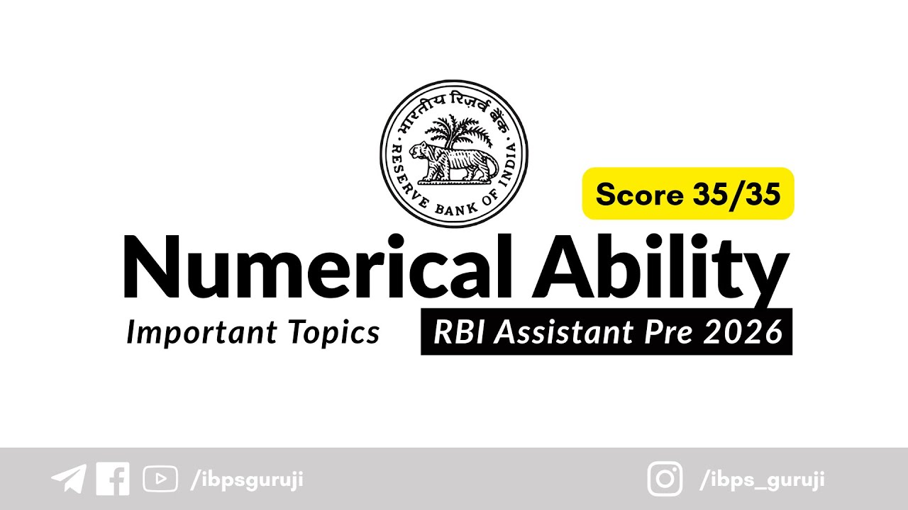 RBI Assistant Prelims 2026 | Numerical Ability Most Important Topics | Score 35/35 Strategy
