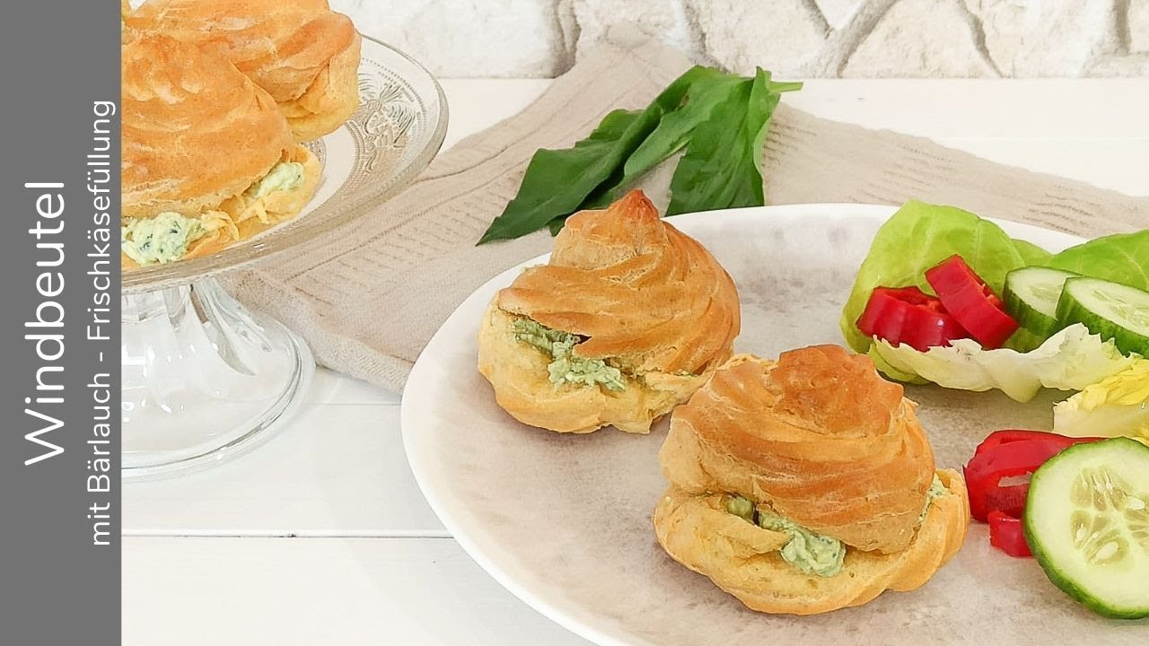 Windbeutel mit Bärlauch - Frischkäsefüllung