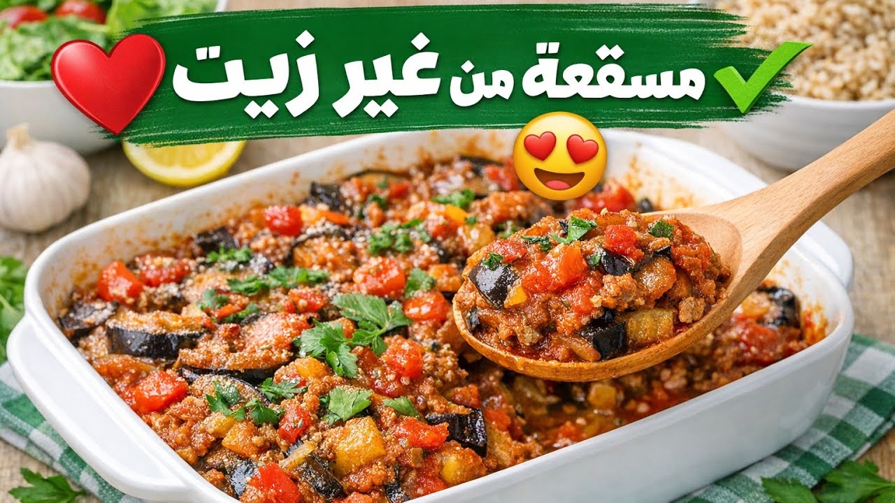مسقعة دايت من غير زيت 😍 طعم تحفة وسعرات أقل