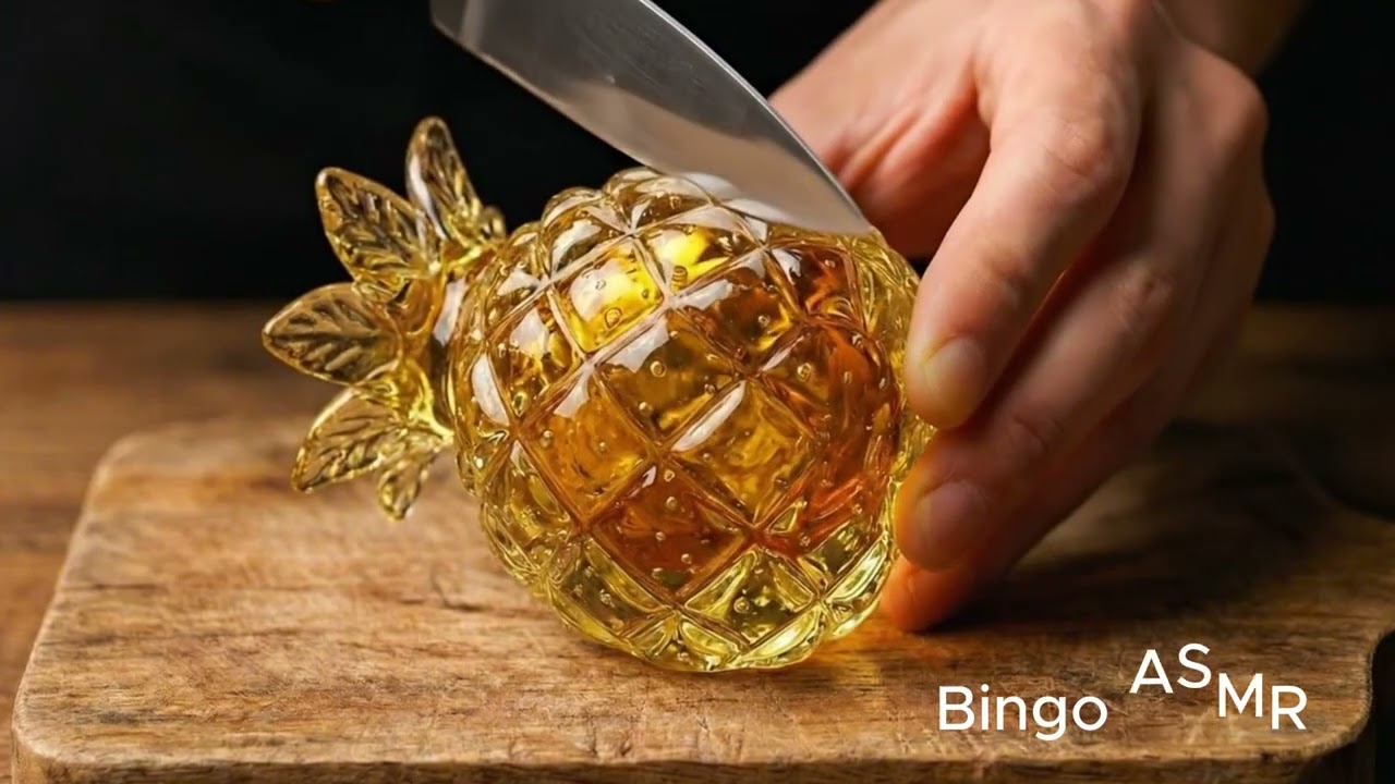 Glass Fruit Cutting ASMR P8 | Bingo Asmr fr | Slicing jelly fruits
