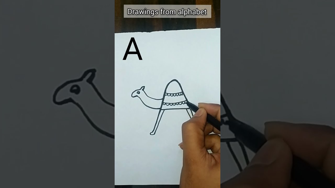 A - 🐪 | Drawings from alphabet ' A ' | easy drawings | 5 minutes crafts | camel #shorts #viralshorts