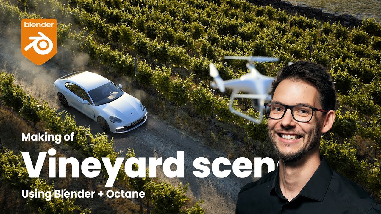 Making of the vineyard scene using Blender + Octane