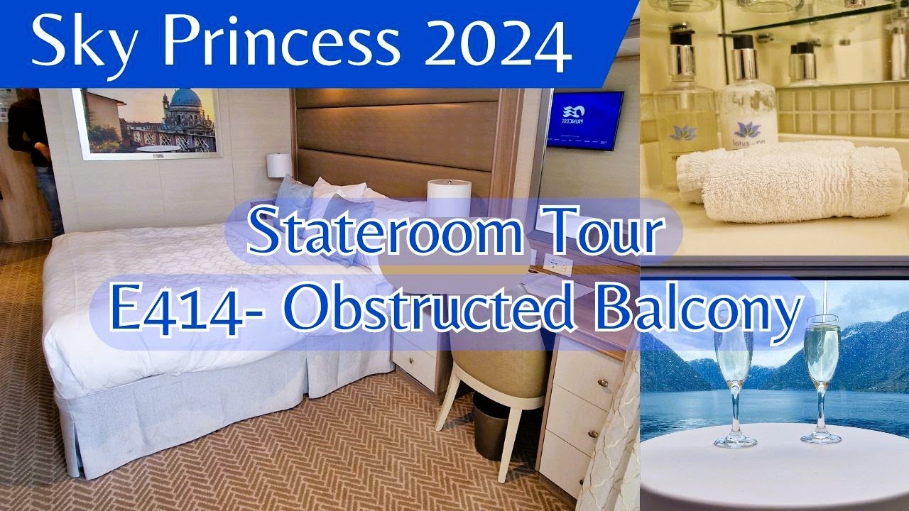 Экскурсия по каюте с балконом E414 на лайнере Sky Princess 2024. Вид практически ничем не загораж...