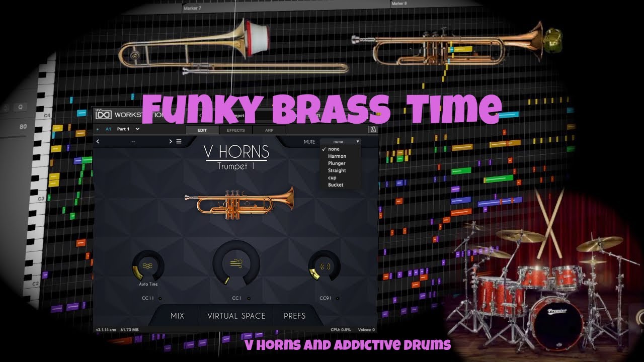 V Horns -Trumpets and Trombones | Funky Demo, trying out some mutes
