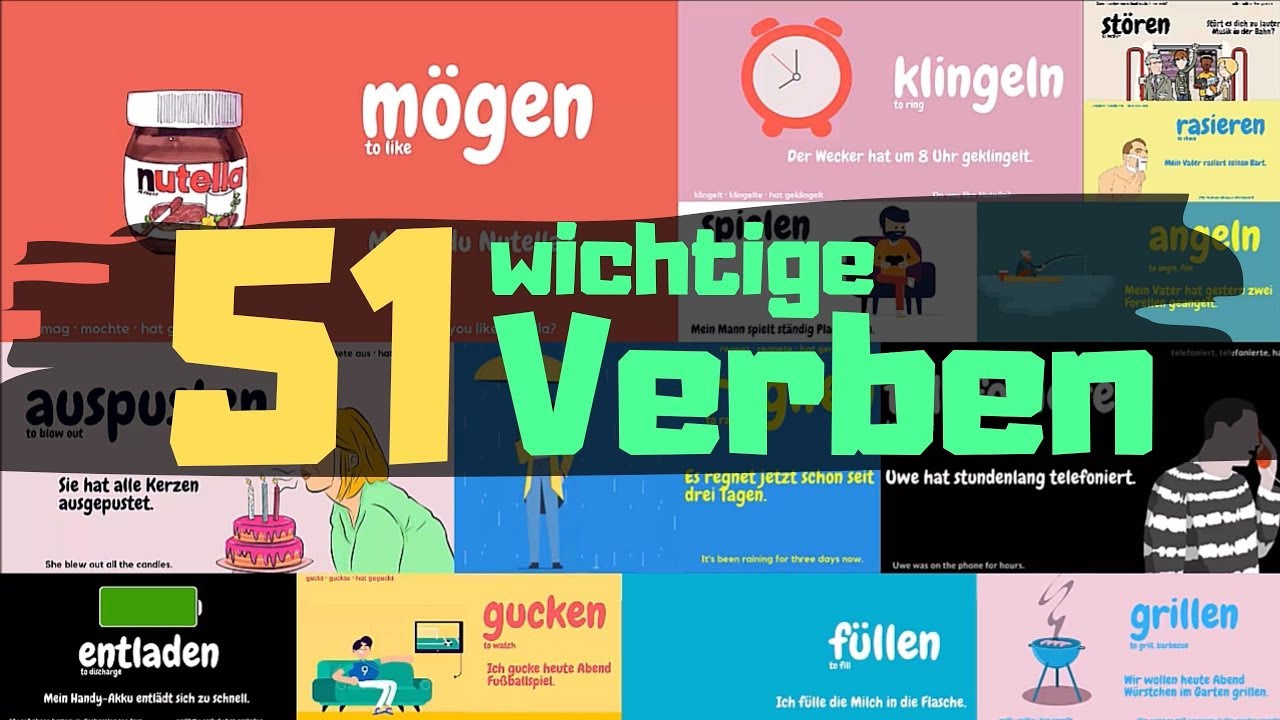 51 wichtige Verben mit Beispielen - 51 most common verbs in german with examples