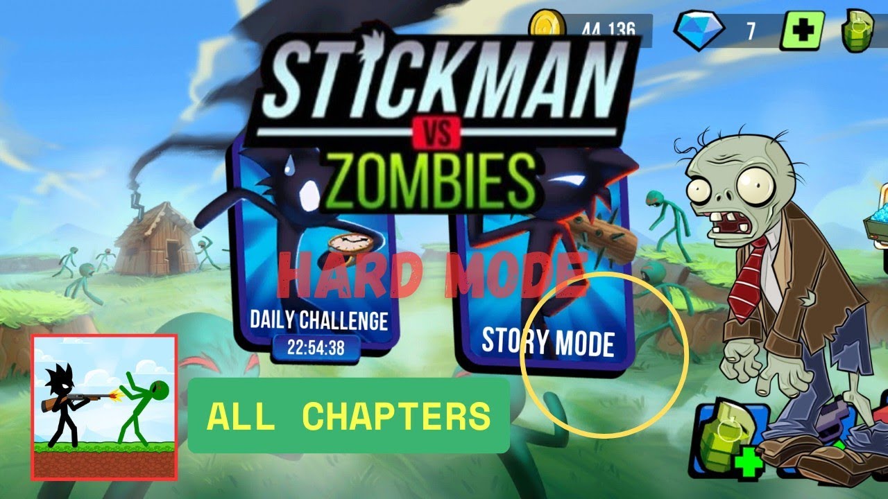 STICKMAN VS ZOMBIES: CHALLENGING GAMEPLAY AND LEVELS | ALL CHAPTERS HARD MODE