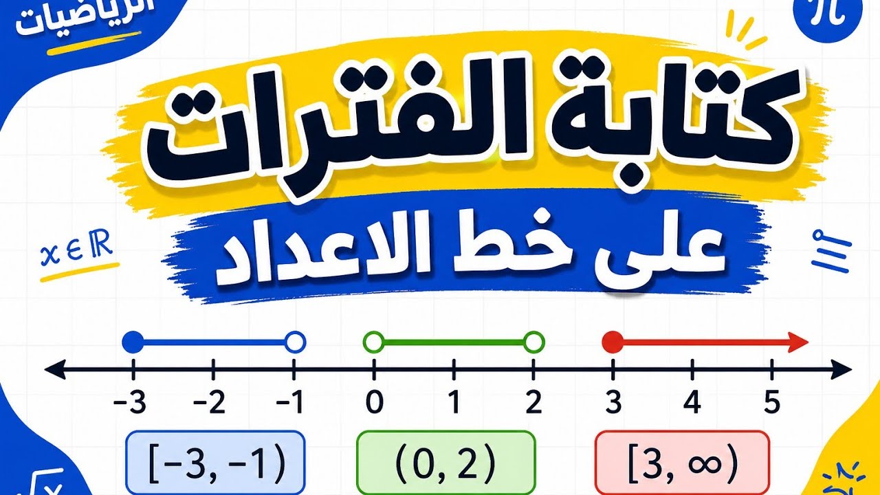 كتابة الفترات على خط الاعداد / قسم الفيزياء مادة الرياضيات