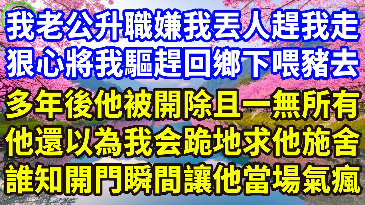 我老公升職嫌我丟人趕我走， 狠心將我驅趕回鄉下喂豬去， 多年後他被開除且一無所有， 他還以為我会跪地求他施舍， 誰知開門瞬間讓他當場氣瘋。#感人故事 #人生哲学 #生活經驗 #情感故事 #故事