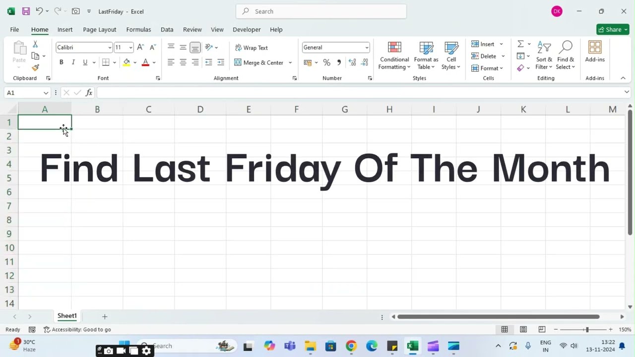 Find Last Friday Of The Month.  #exceltips #exceltutorial #excelformula