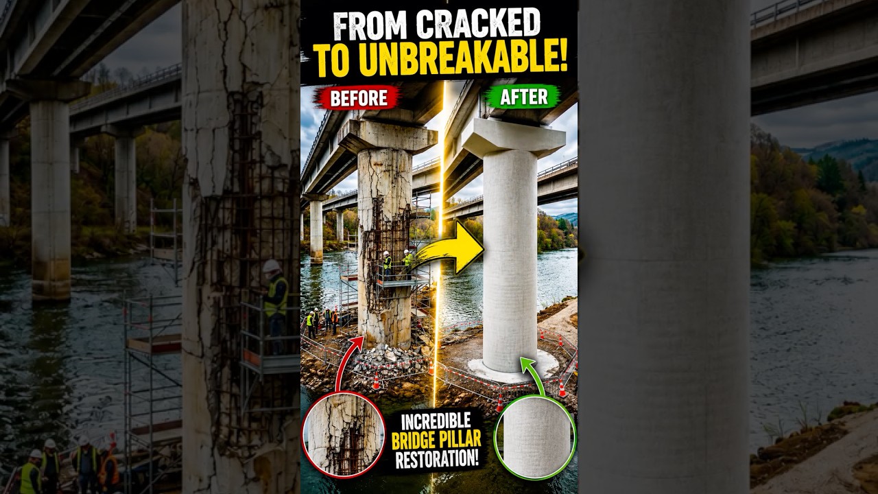 How Engineers Saved This Cracked Bridge Pillar! 😱 | Satisfying Restoration Timelapse