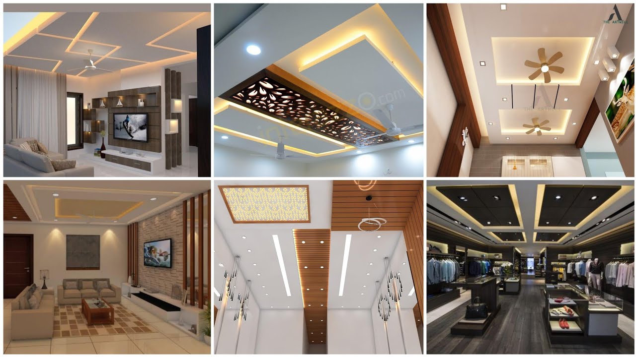 Latest False Ceiling Design With Two Fan For Living Room | Pop False Ceiling Design For Hall 2024