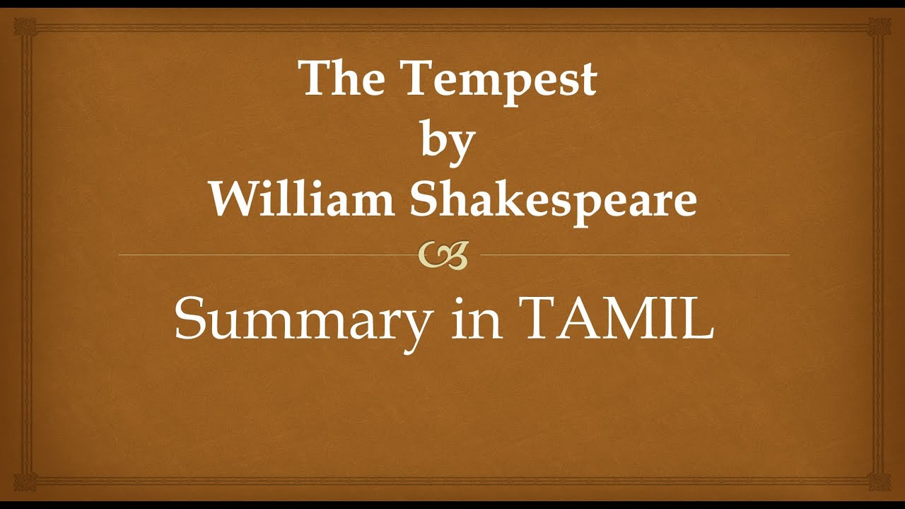 The Tempest by William Shakespeare Tamil Summary by Literature Summary