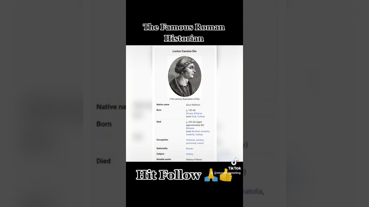 The Famous Roman Historian: Lucius Cassius Dio‼️