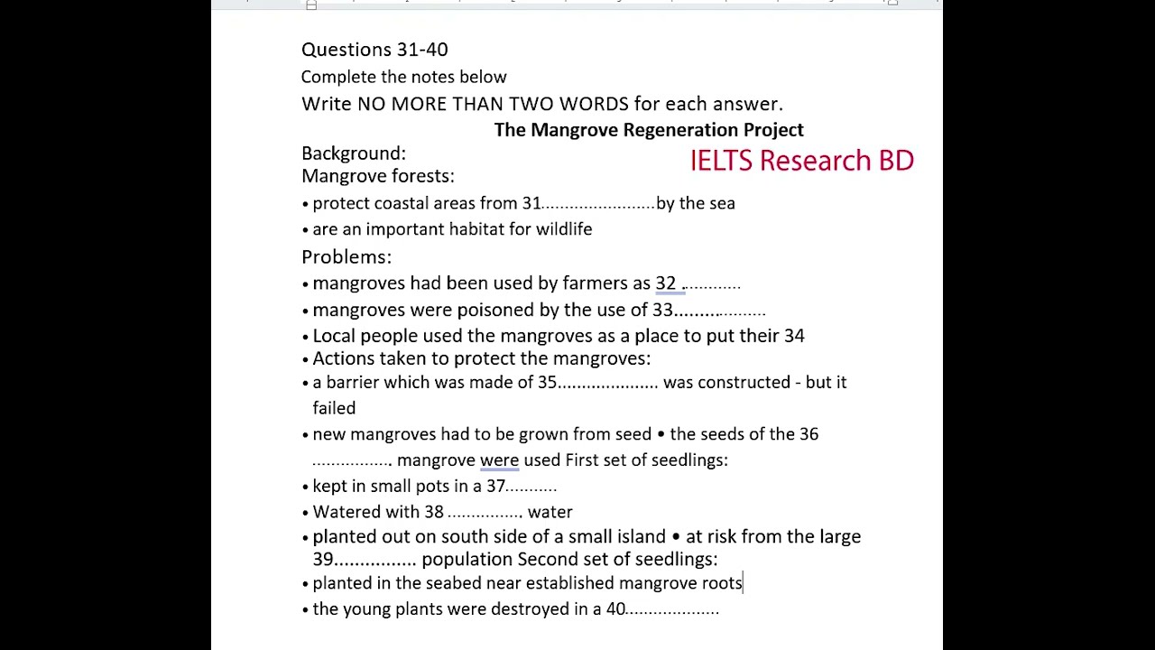 The Mangrove Regeneration Project PART-4  some regional real question 14 12 2024