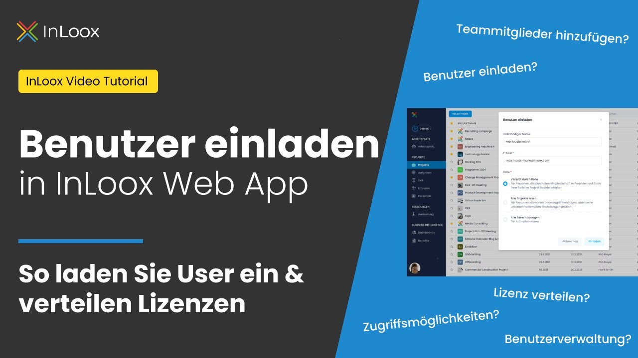 Erste Schritte mit InLoox: Benutzer einladen & Lizenzen vergeben | InLoox Tutorial
