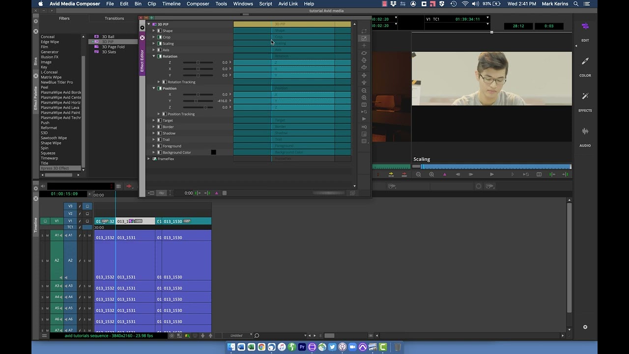 Avid tutorial: reframes and crops