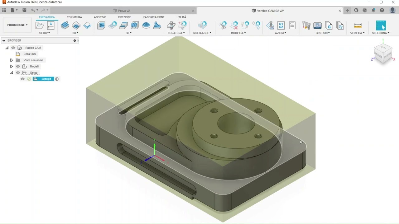 CAM Fusion360  impostazioni lavorazioni 2D su fresatrice tre assi