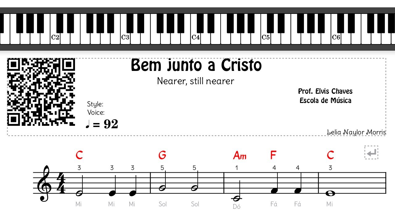 🎼 Bem junto a Cristo - 6635 - Hinário Adventista - Hino 392 - Tutorial Partitura Fácil