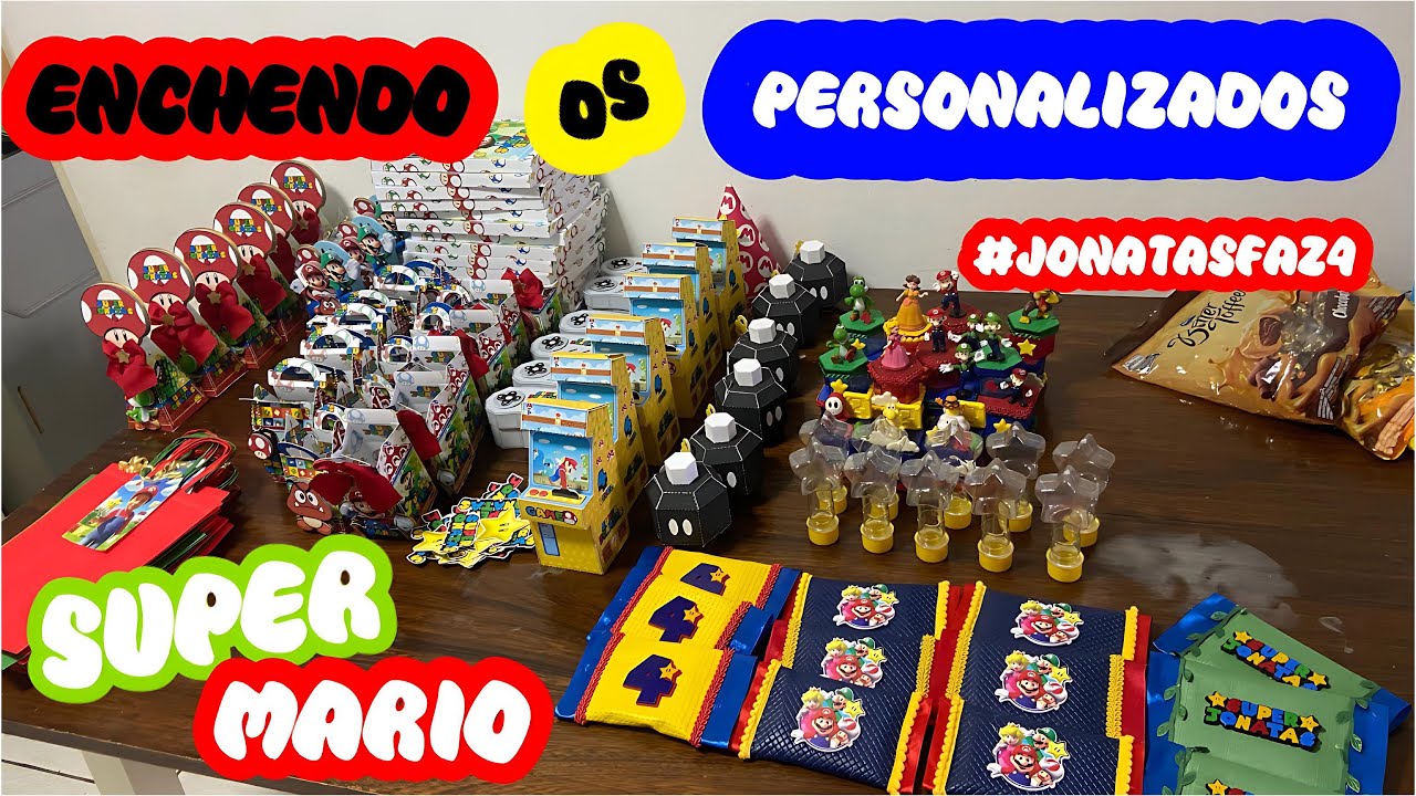 PREPARATIVOS SUPER MÁRIO - ANIVERSÁRIO JONATAS 4 ANOS  - ENCHENDO OS PERSONALIZADOS