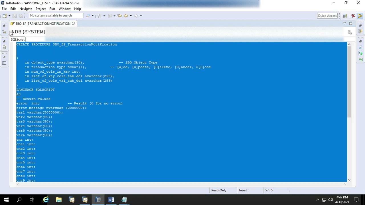 Transaction Notification in SAP B1 HANA