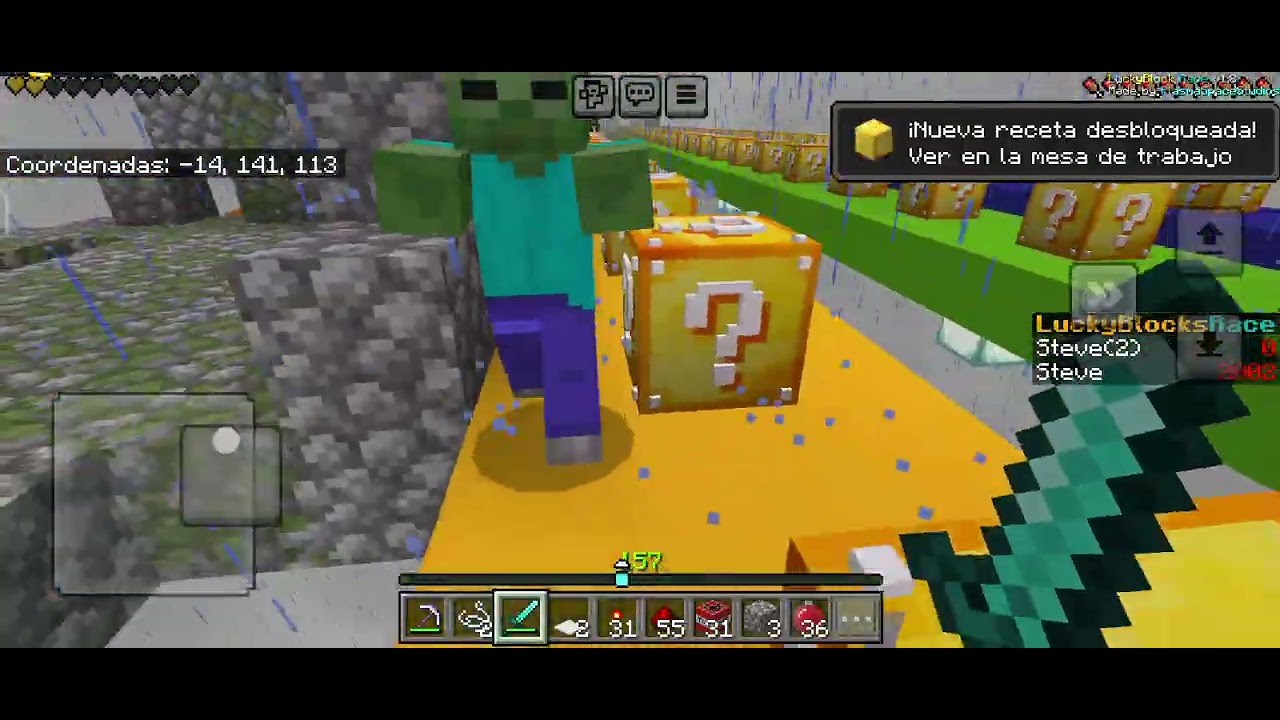Hice una batalla de lucky blocks con mi amigo neythan en Minecraft 