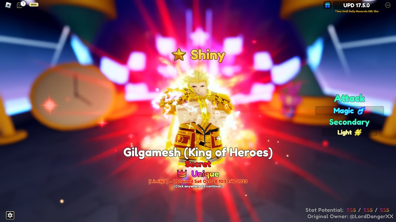 UNIQUE SSS SHINY GILGAMESH might be the best character in the game...