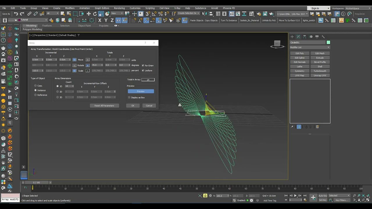 Lesson 16 - 3DS Max - Total Beginners - Array Tool - Combine Modes