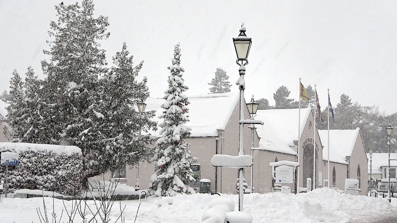 Heavy snowfall around Braemar in the Cairngorms National Park, Scotland, on 3rd February 2021