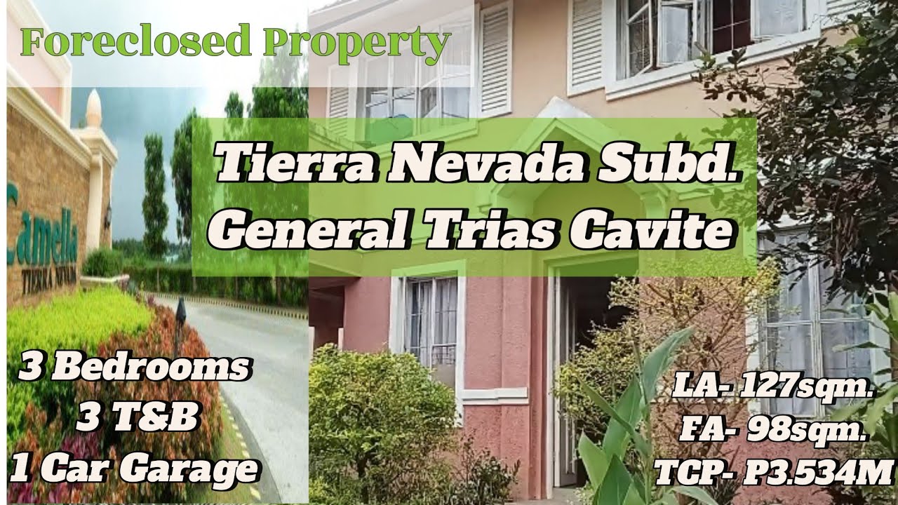 Tierra Nevada Subd Gentri Cavite Haus & lot LA127sqm FA98sqm @P3.534M 3Br 3T&B 1 Car garage