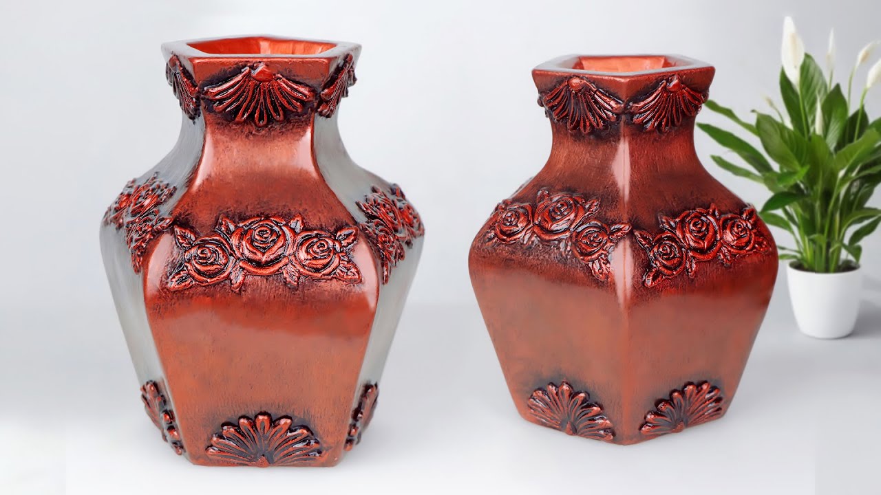 Handmade flower vase Look Like Ceramic flower vase || Cement flower vase - Gypsum flower vase making
