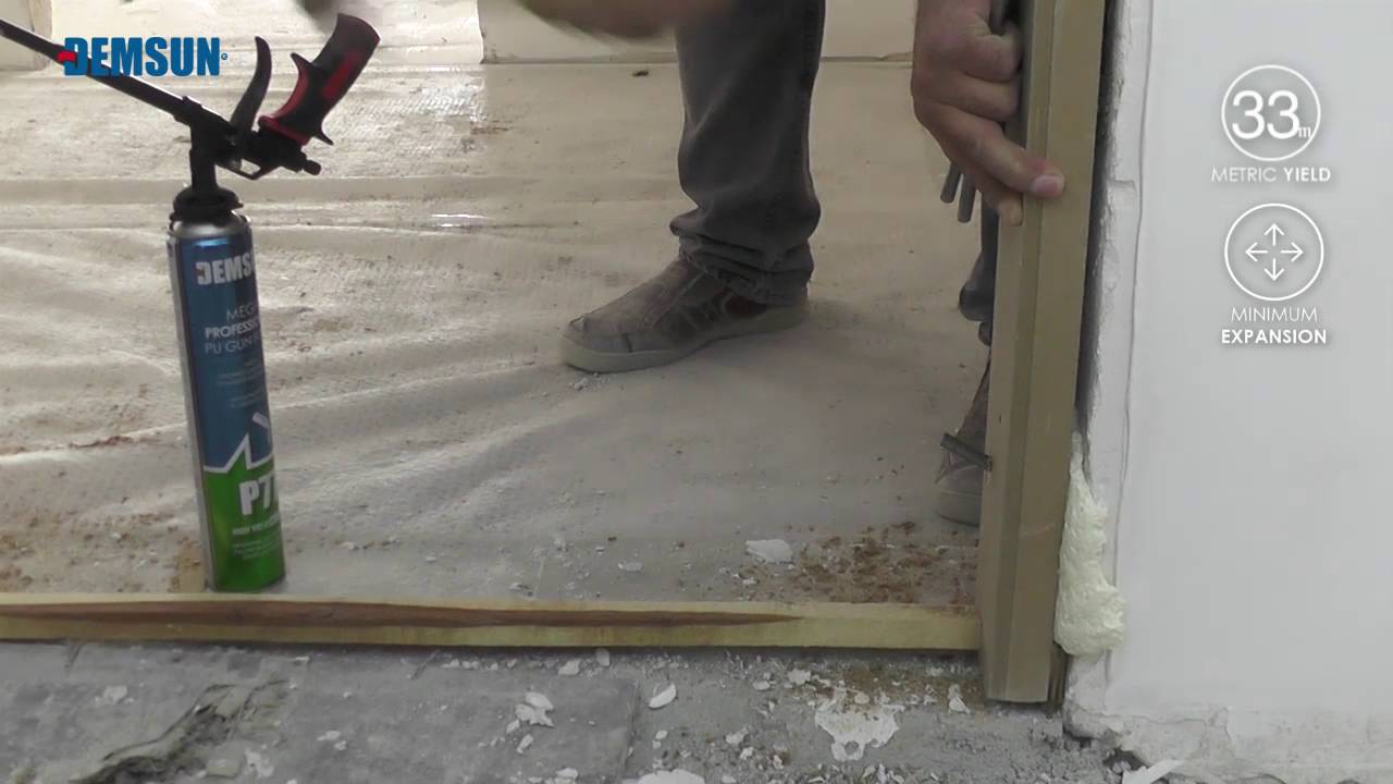Steel Door Frame Installation With DEMSUN PU Gun Foam