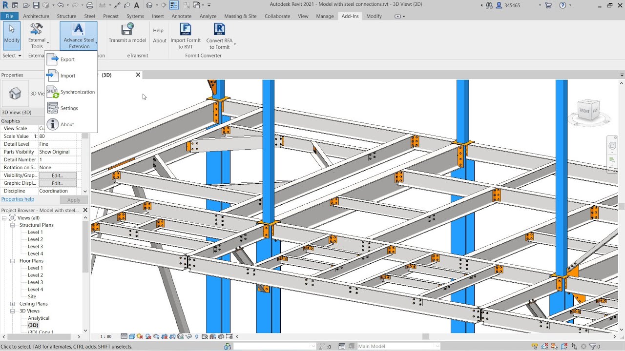 Advance Steel Extension for Revit 2021
