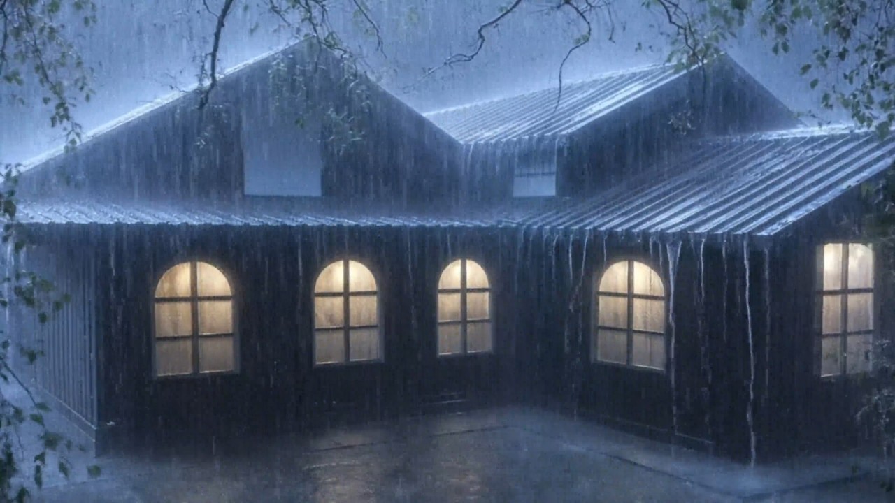 Heavy Rainstorm on Metal Roof Cabin 🌧️ Cozy Forest Night Sounds for Deep Sleep & Relaxation